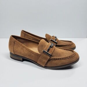 Franco Sarto L-Baylor Shoes Womens Size 9.5 Brown Suede Loafer Flats Buckle